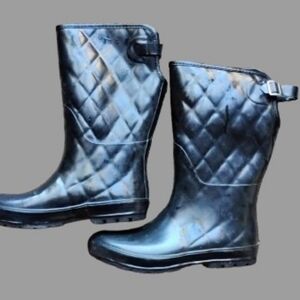 Weather Spirits Quilted Rain Boots | Size 8 | Black | New Cond. Wore Once